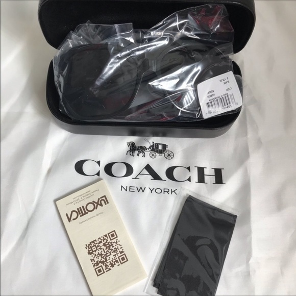 COACH in BLACK w Matte Gold Flower Grey Sunglasses - Picture 5 of 9